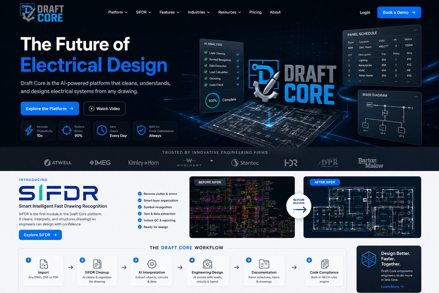 A DraftCore website design reference